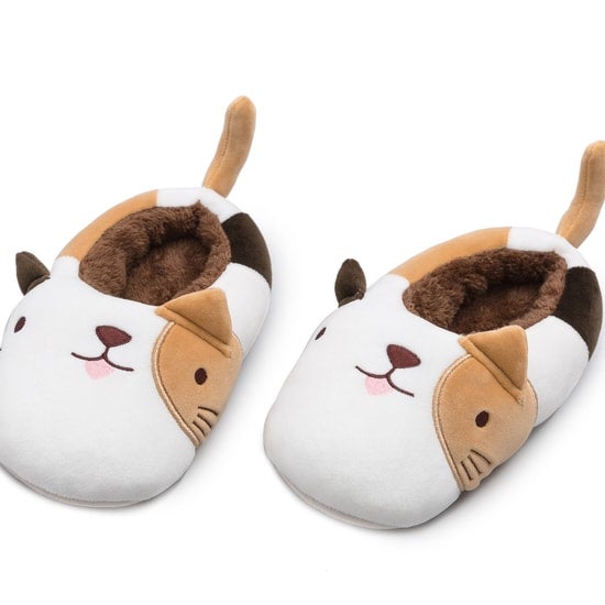 Cat Plushie Slippers Brown seoulsisters